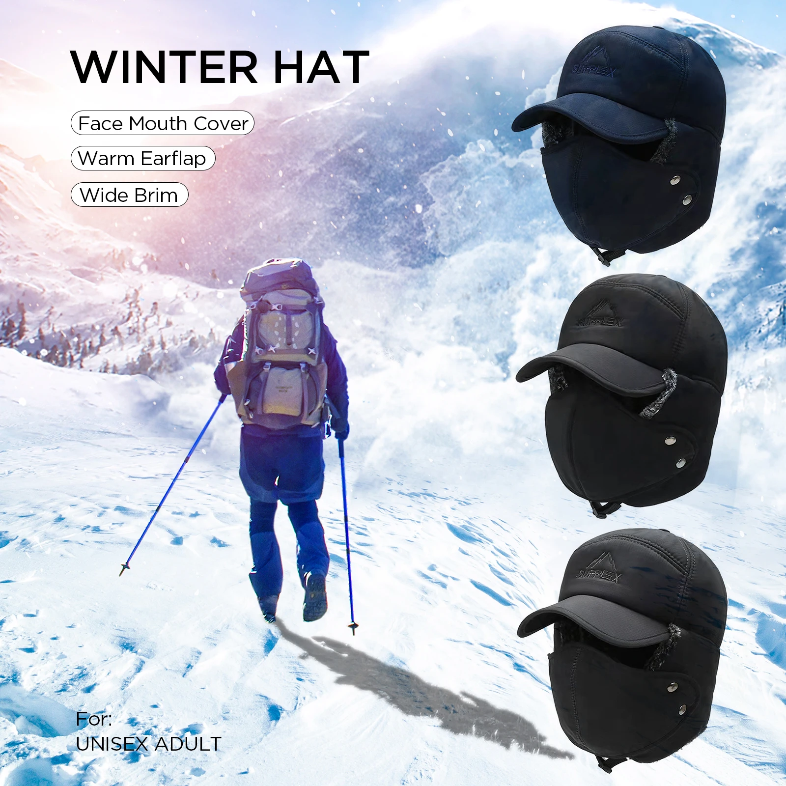 Thicken Winter Warm Hat for Men Faux Fur Bomber Hat Ear Flap Cap Women Soft Thermal Bonnets for Outdoor Fishing Skiing winter hat,earflap hat,faux fur hat