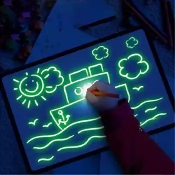 

Luminescent Drawing Board Glow In Dark Kids Paint Fun Toy with 2 Pens Exercise Practical Ability Color Cognition Skillful