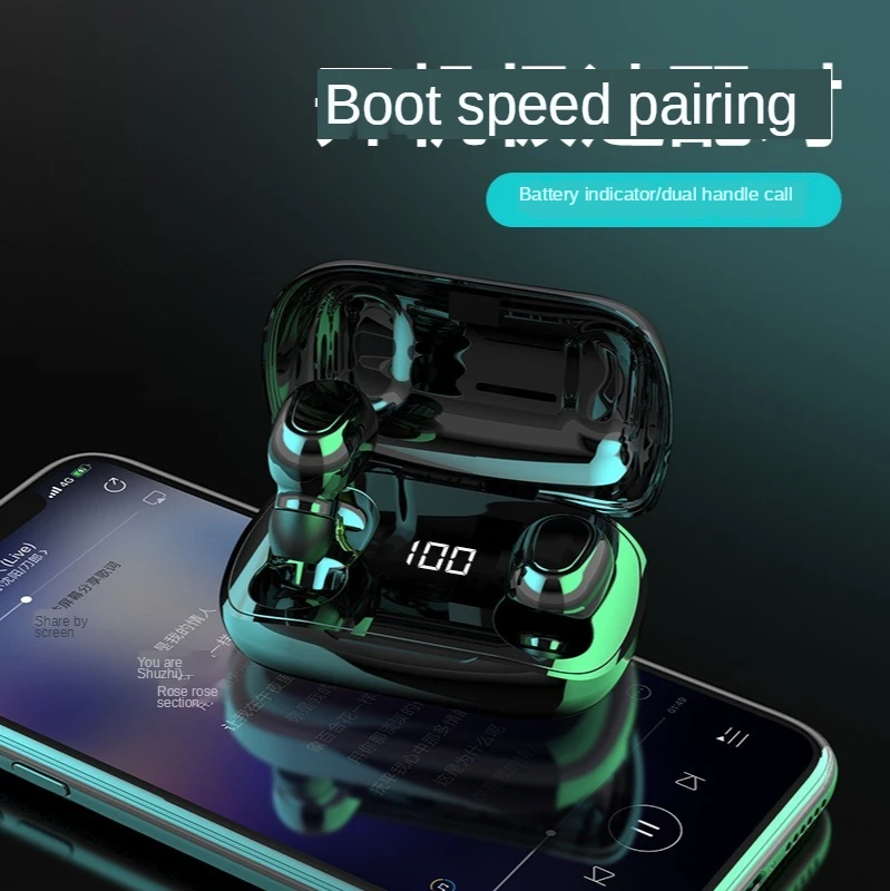 Shipping bluetooth headset digital display headset noise reduction bluetooth sports headset XT7 TWS mini in ear wireless stereo