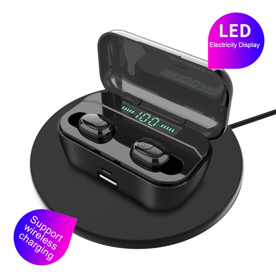 TWS Беспроводная bluetooth-гарнитура с беспроводной зарядкой Bluetooth 5,0 IPX7 водонепроницаемые 3D стерео наушники с шумоподавлением мини-гарнитура