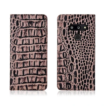 

Crocodile pattern genuine leather magnetic case card slot holder for LG G8 ThinQ/LG G7 ThinQ/LG G6/LG G5/LG G4 phone bag funda