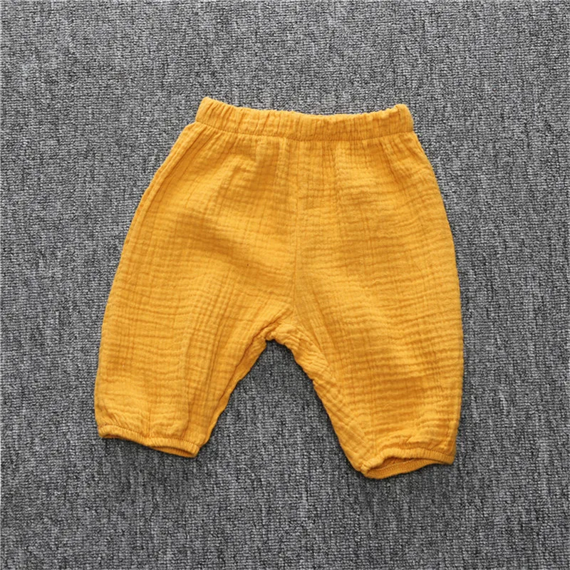 Yellow Штаны для маленьких детей; Милая одежда для малышей; мягкие хлопковые летние повседневные брюки с эластичным низом для девочек - Color: Yellow