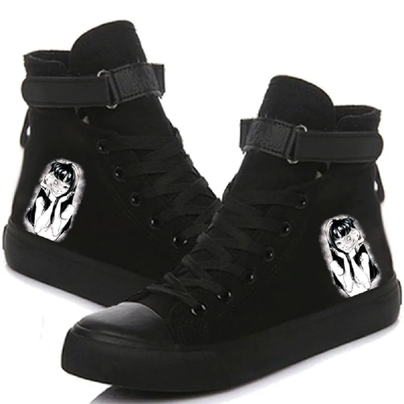 

Anime Tomie Junji Ito Printed High-Top Velcro Sneaker Preppy Style Casual Canvas Shoes