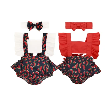 

0-24M Cute Newborn Baby Girl Floral Clothes Print Tank Tops Shorts Romper Headband 2PCS Princess Girls Summer Clothes