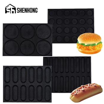 

SHENHONG Bread Baking Mold 4 Types Hot Dog Baguette Silicone Mould Hamburge Bun Form Glass Fiber Non Stick Bakeware Kitchen Tool