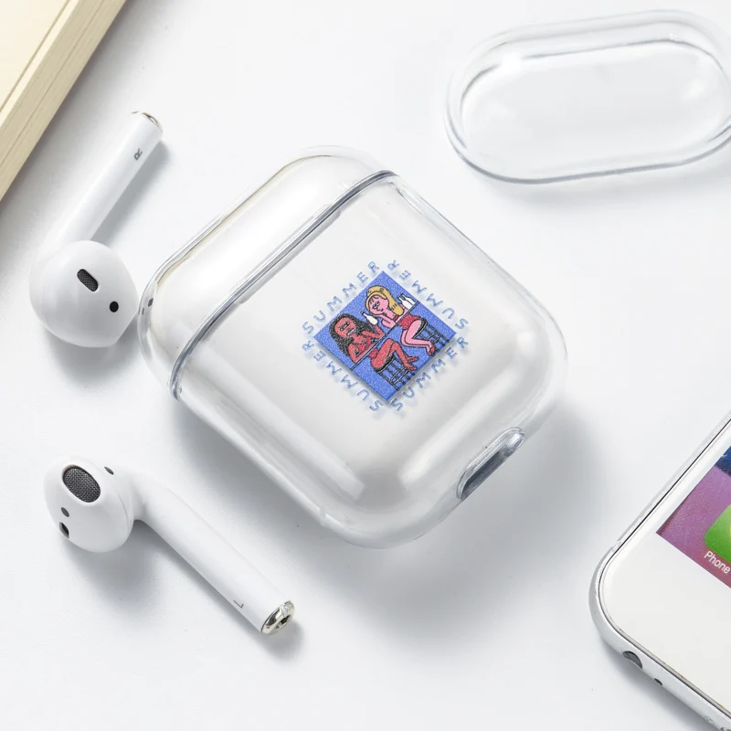 KJOEW пара мультфильм Прозрачный наушник крышка подходит для apple AirPods1 2 шт чистый цвет милый анти-падение крышка наушников