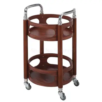 

Shop restaurant tea delivery car double stainless steel round wine cart cake shop car mobile service trolley