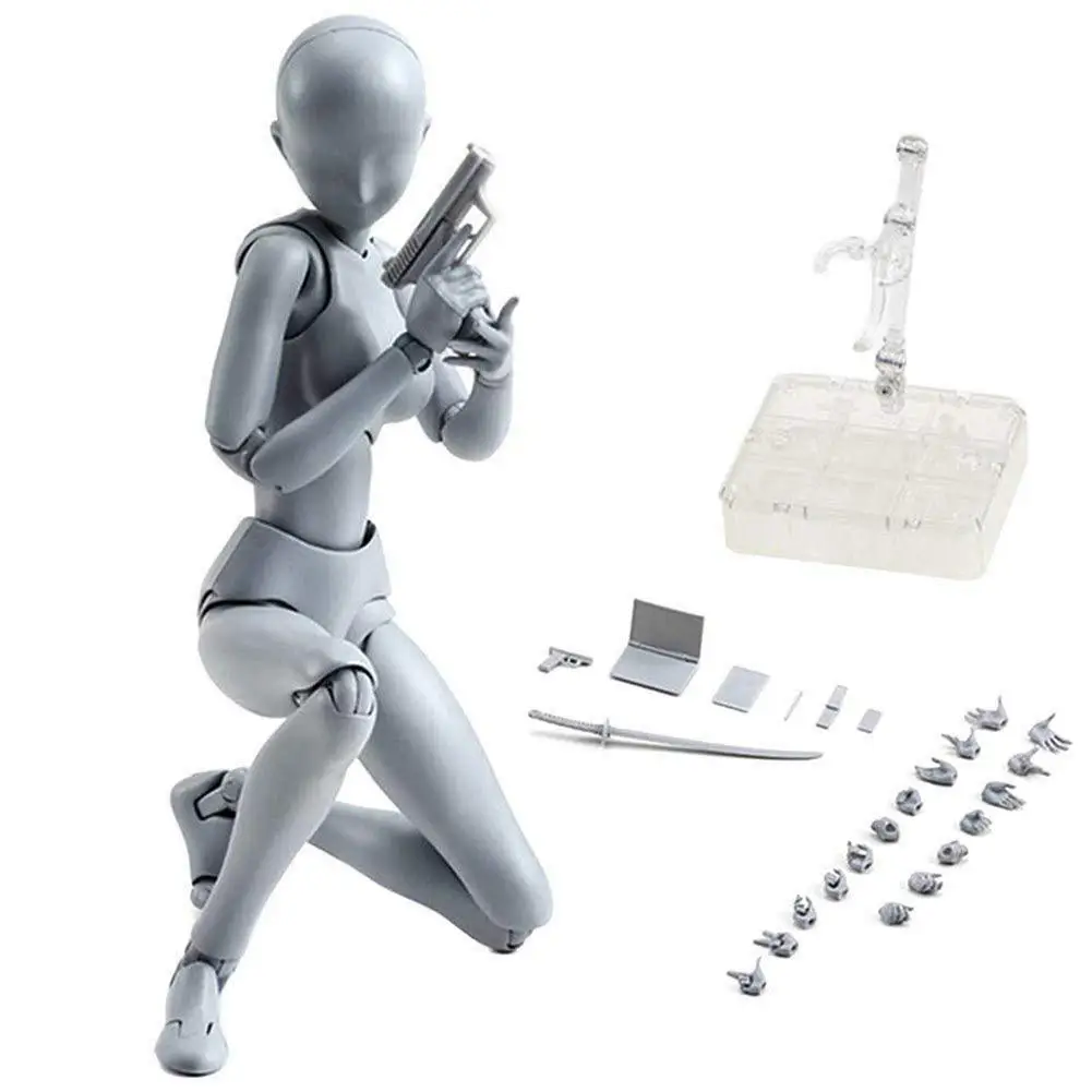 

14cm Artist Art Painting Anime Figure Sketch Draw Male Female Movable Body Chan Joint Action Figure Toy Model Draw Mannequin