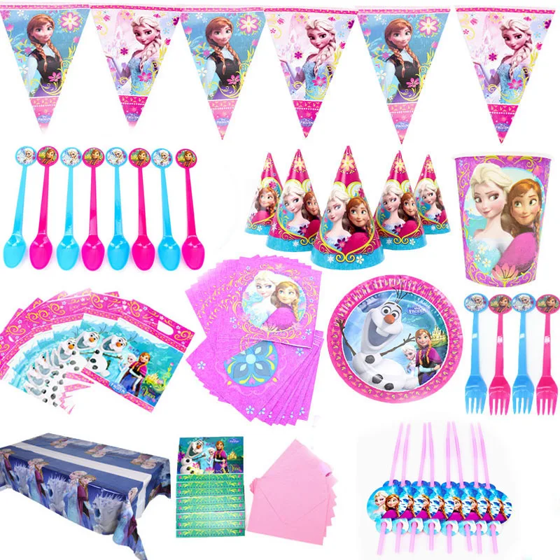 

Disney Frozen Anna Elsa Princess Baby shower girl Party Decor Kids Girl favor Disposable Tableware Birthday Party Decor Supplies