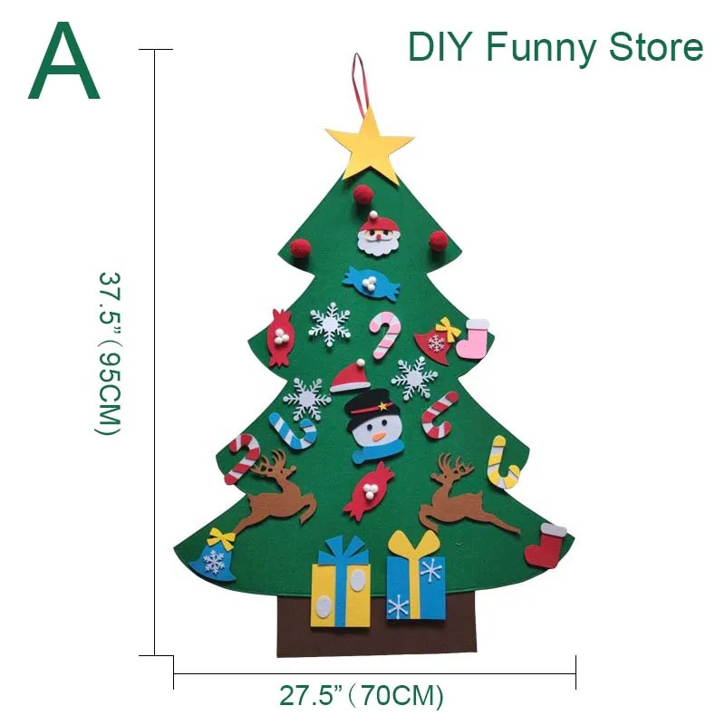 

95x70cm DIY Felt Christmas Tree New Year Gifts Kids Toys Artificial Tree Wall Hanging Ornaments Christmas Decoration for Home