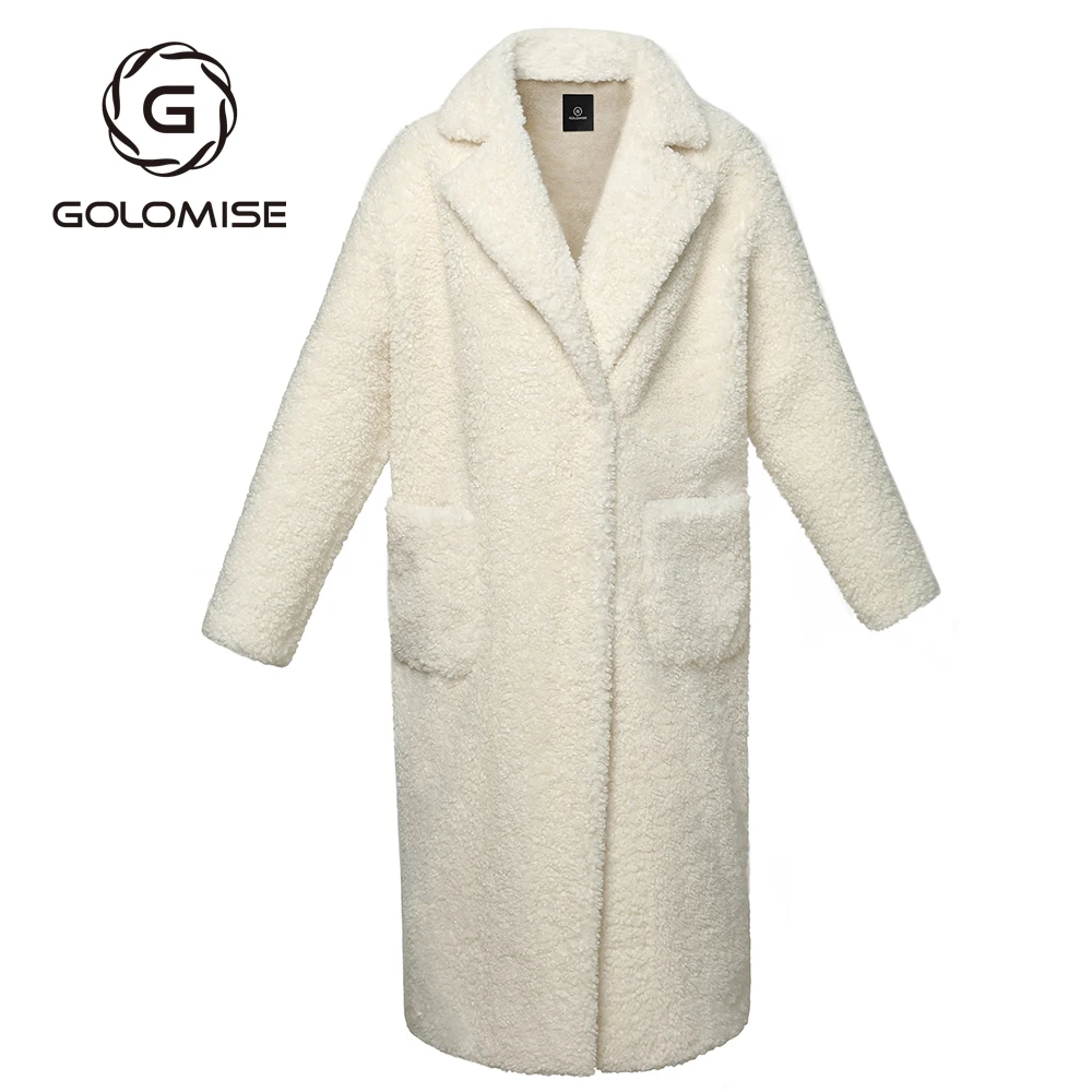 Golomise Women Casual Faux Merino Sheep Fur Shearling Suede Leather Coat/Jacket | Женская одежда