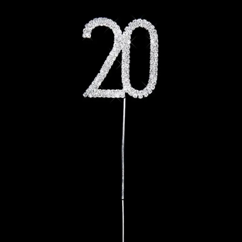 № 10, 16, 20, 21, 25, 50, 60, 70, стразы, украшенные цифровой наклейкой, Топпер для торта, для 10-й 20-й 60-й свадьбы, юбилея/дня рождения