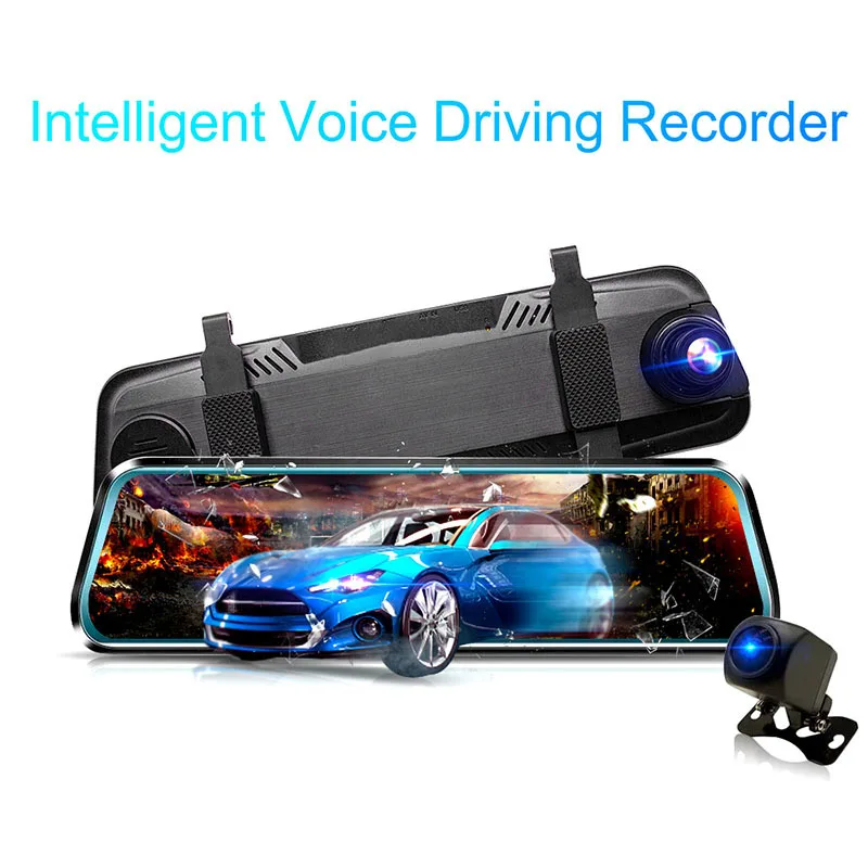 

Newly 10in 1080P Duals Lens Car DVR Dash Cam High-definition Video Camera Recorder Rearview Mirror DC128