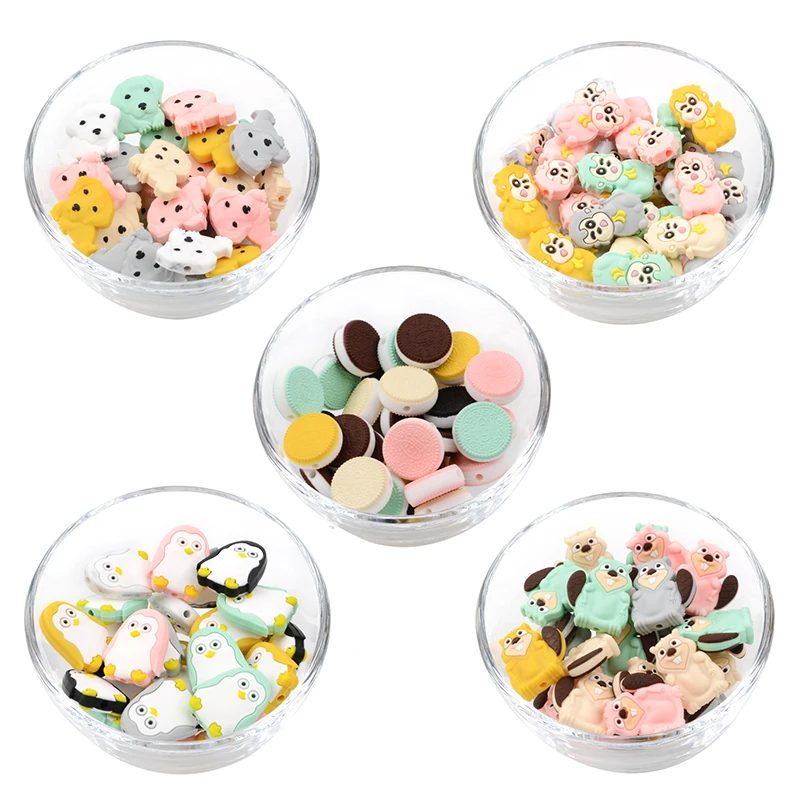 5pc Silicone Animal Beads Panda Food Grade DIY Toy Koala Baby Teething Beads BPA Free Pacifier Chain Accessories teething toys baby teething toys silicone teething toys silicone beads silicone teething beads silicone teether
