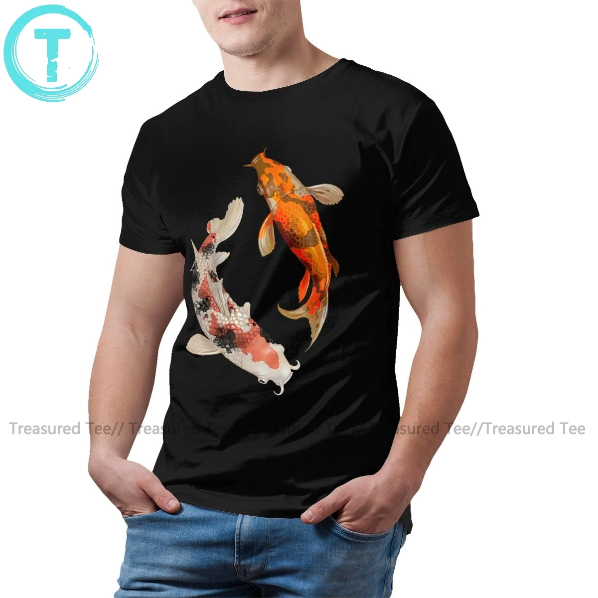 T-Shirt Giapponese Koi Carp T-Shirt Giapponese Koi Fish T-Shirt Da Uomo Di Grandi Dimensioni T-Shirt Basic Con Stampa A Manica Corta