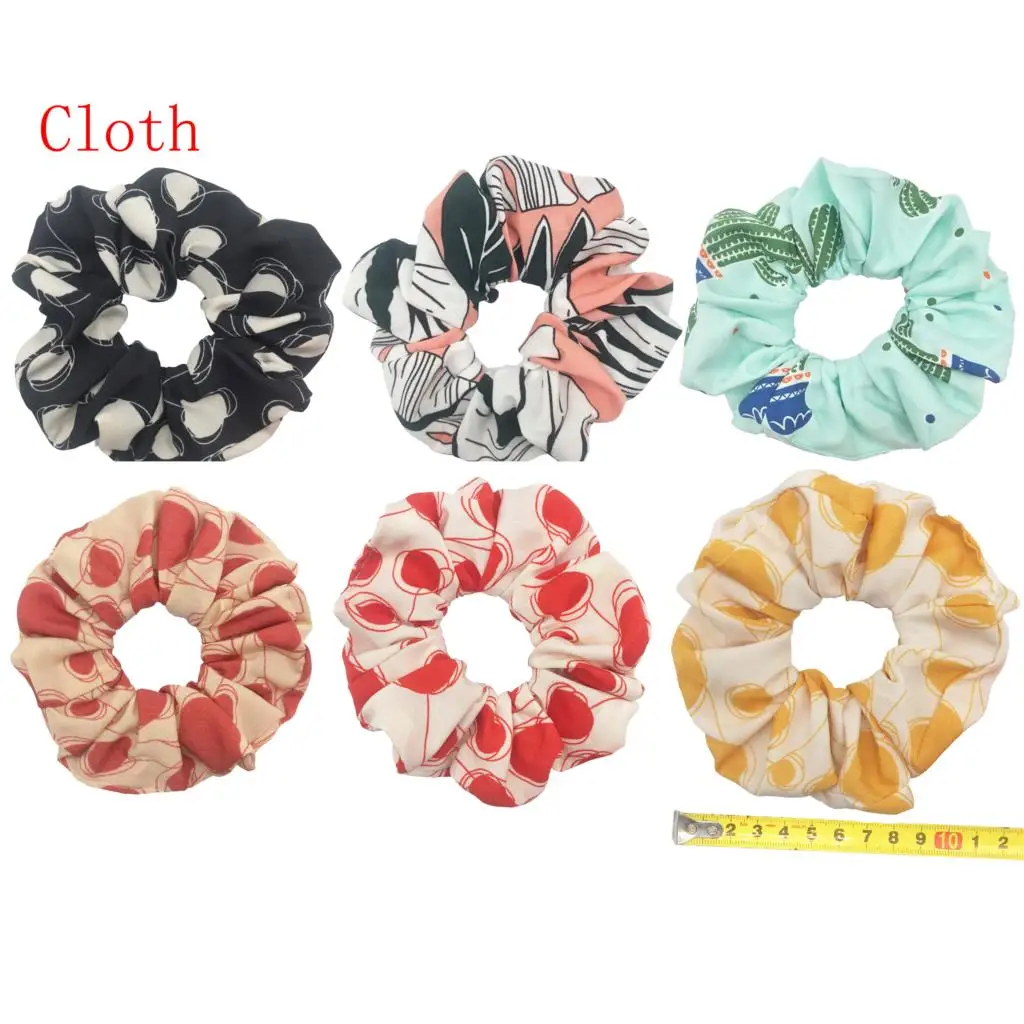 PJ049-6PCS 6 шт./партия, бархатные эластичные резинки для волос, резинки для волос для девочек, не складываются, леопардовые женские блестящие шифоновые Цветочные резинки - Цвет: PJ049-6PCS