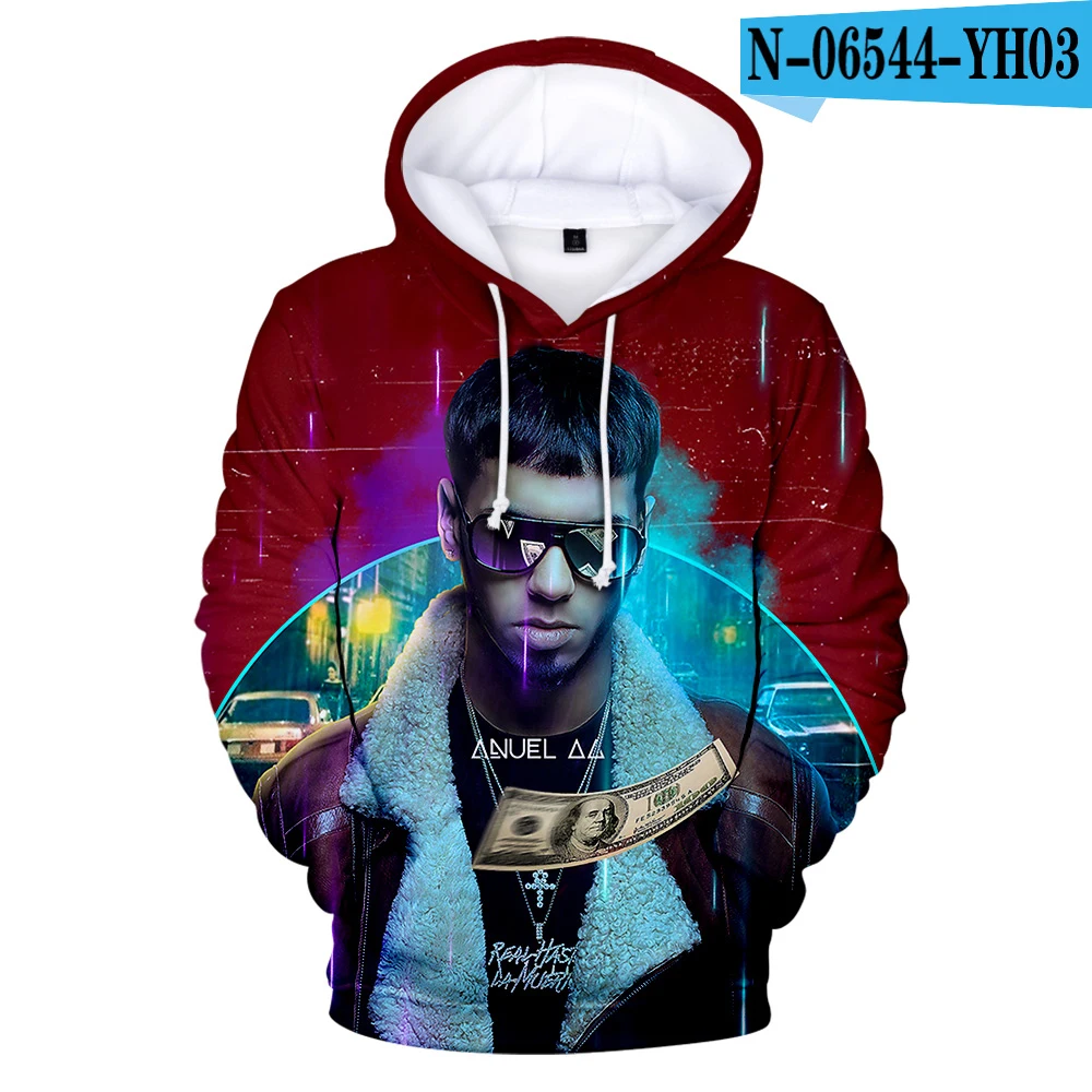 Anuel AA Real Hasta la Muerte, толстовки в стиле хип-хоп для женщин/мужчин/детей, Kawaii, забавная толстовка с капюшоном, свитер, унисекс, спортивный костюм, Черная пятница - Цвет: 3D