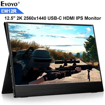 

Eyoyo EM12R Ultrathin 12.5" HDMI Type USB C portable Gaming monitor screen 1440P IPS PS3 PS4 Switch Display For PC Laptop Phone