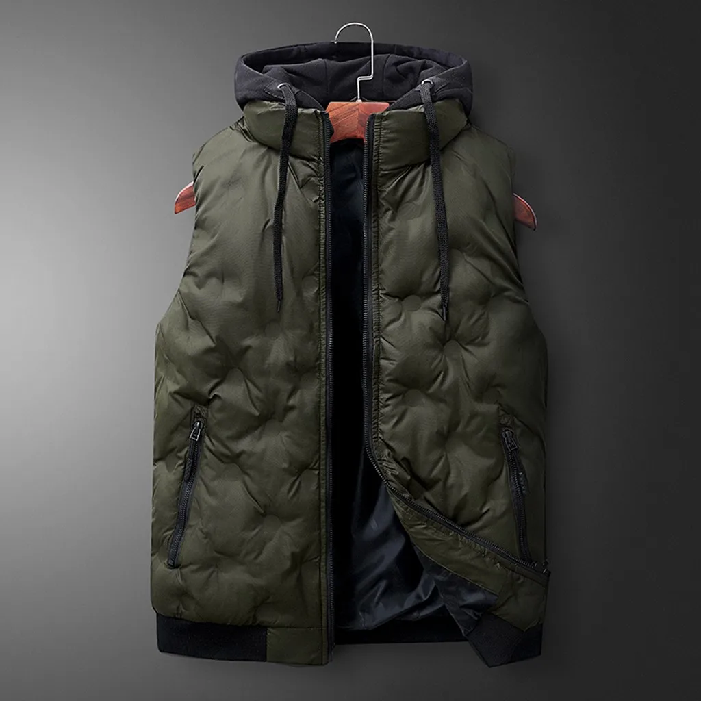 men's fashion winter jacket куртка мужская пуховик bomber jacket Fashion Men Autum Winter Solid Outwear Vest Jacket Tops Blouse