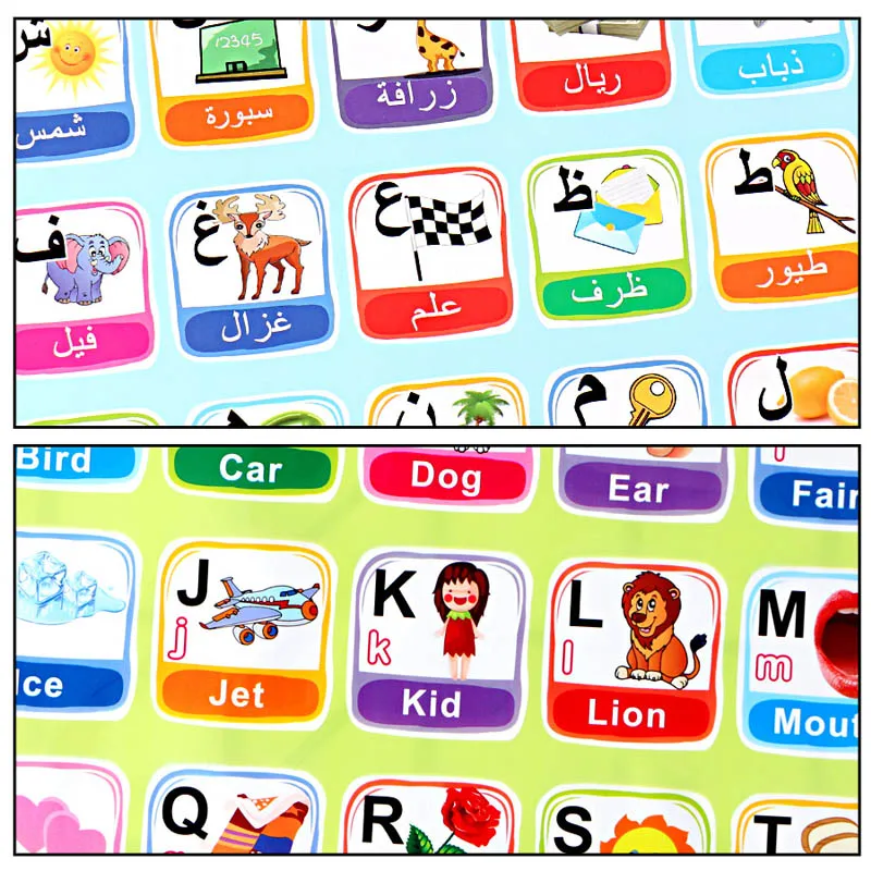 Alfabeto e Palavras Carta de Som Árabe Russo Inglês Infantil Aprendizagem Brinquedos Educativos Pré Escola Jogo Montessori Aniversário - & 10 Home & Garden