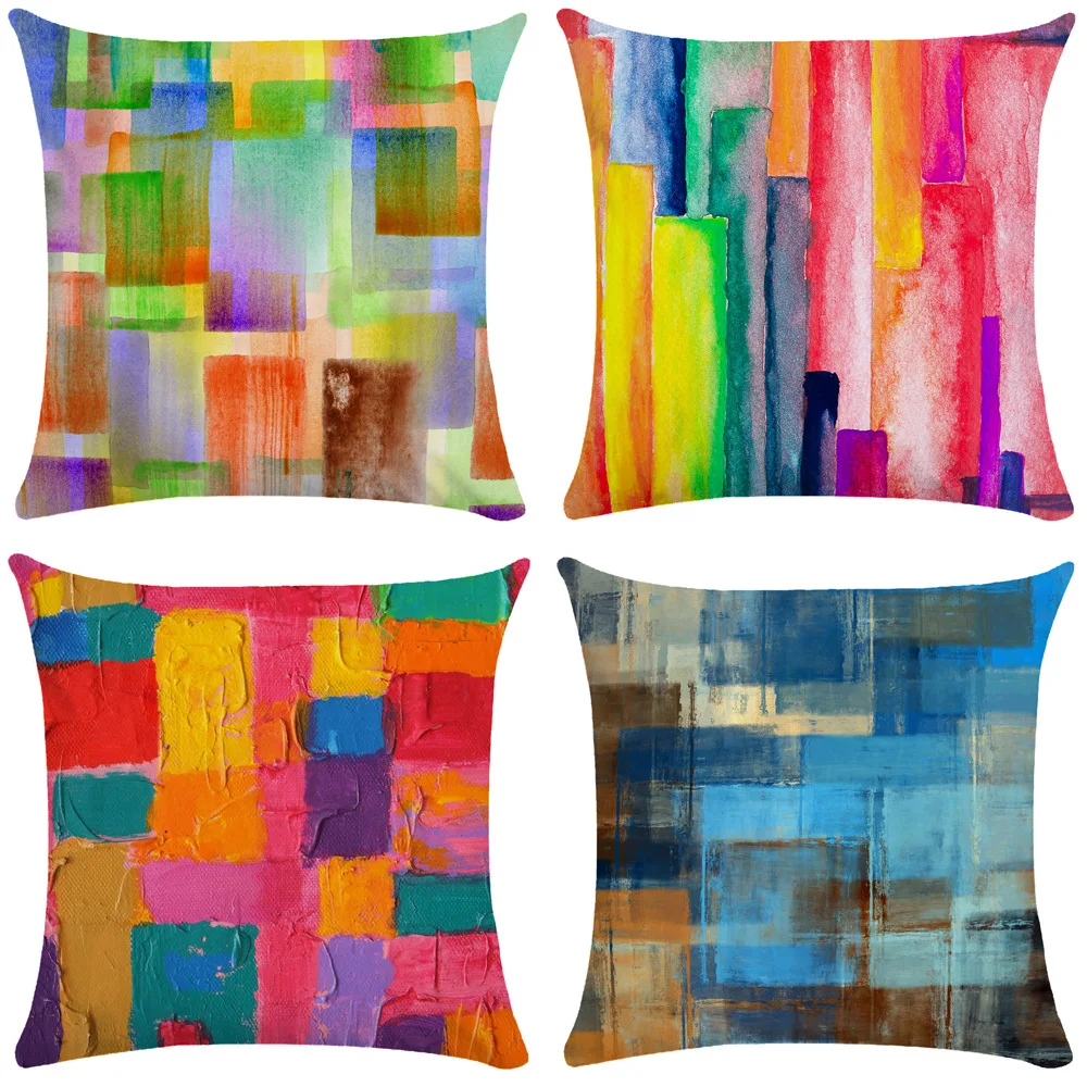 Decorative Pillows 45x45cm Creative Painting Pillowcase Plush Pillow