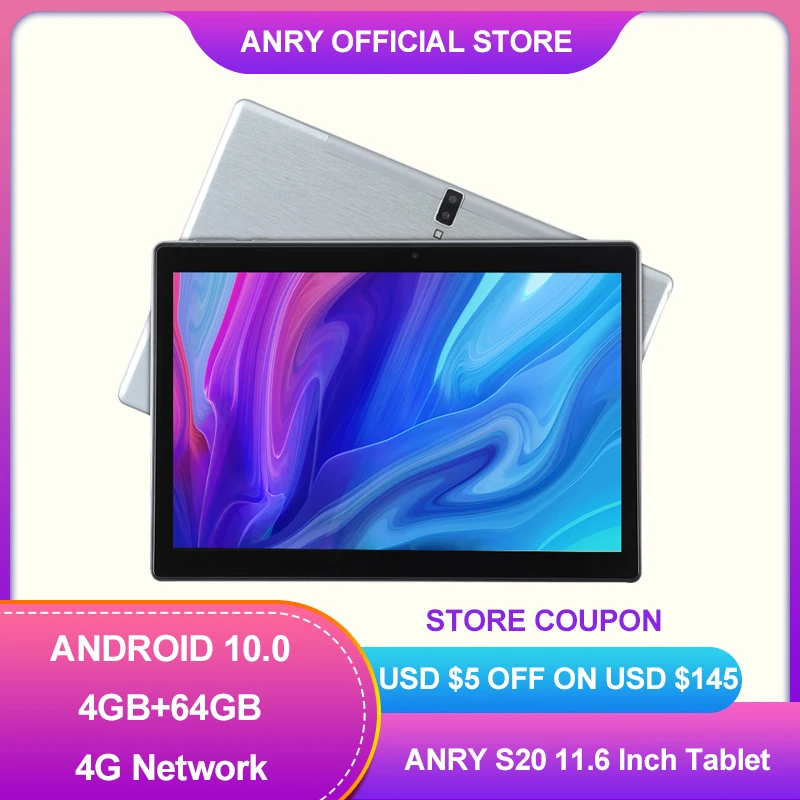 ANRY N60 10.1 Inch Android 10 Tablet 4G Network Octa Core SC9863A 4GB+ 64GM ROM IPS 1920x1200 AI Speed-up Tablets PC 2.4/5G Wifi