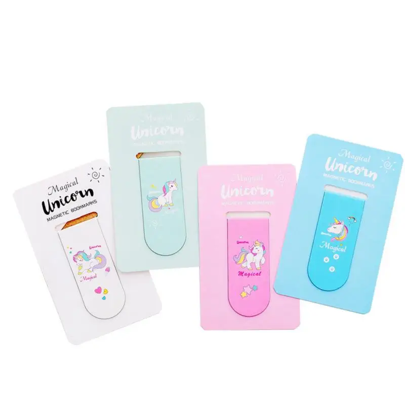 

4 pcs/lot lovely Unicorn Bookmarks Magnetic Girls cute Bookmarks For Book Paper Files Organiser Office School Supplies