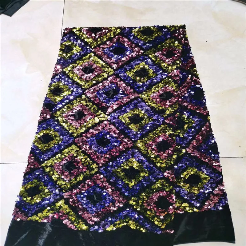 Высокое качество Французский 3D Тюль Бархат блестки африканская кружевная ткань Блестки вышитое кружево в нигерийском стиле ткани для женская одежда - Цвет: 4