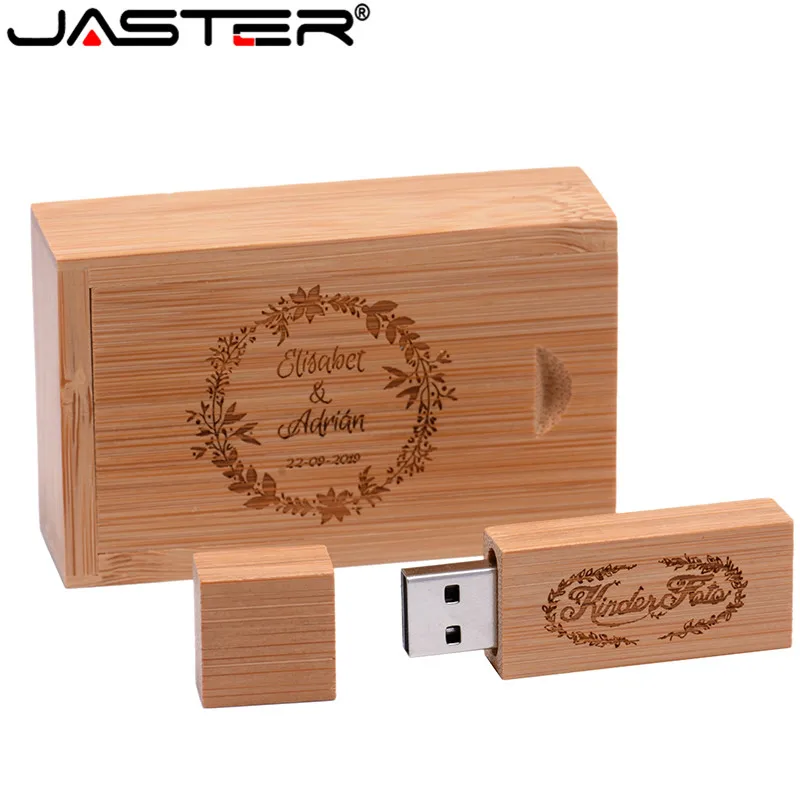 JASTER логотип на заказ деревянный usb флэш-накопитель с коробкой ручка привода 64 ГБ 32 ГБ 16 ГБ 4 ГБ U диск карта памяти Флешка персональный подарок