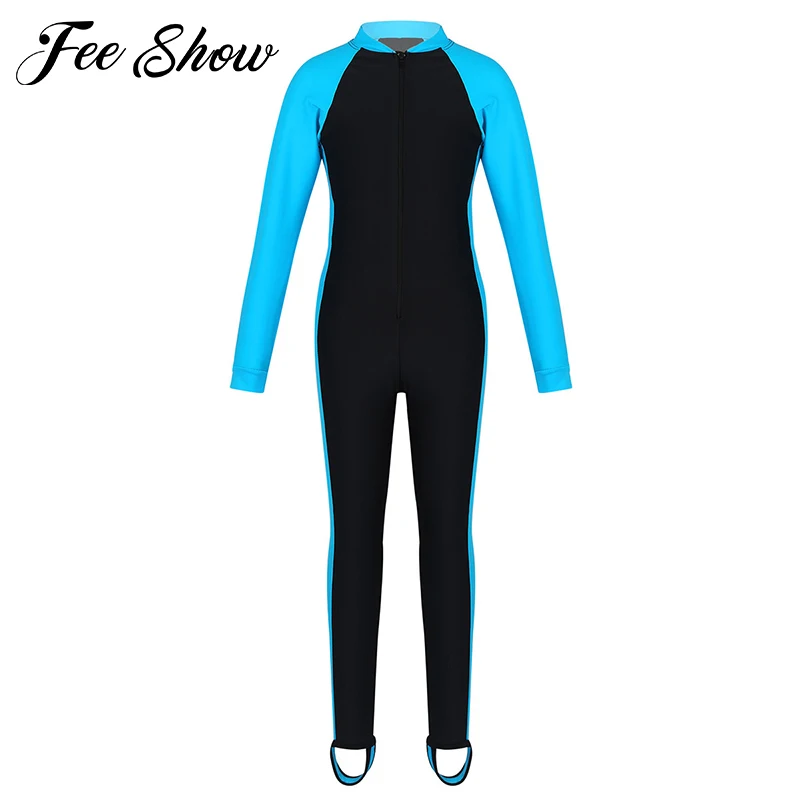 

Boys Girls Rashguard Kids Swimwear Unisex One Piece Swimsuit Long Sleeves Zipper Up Bathing Suit Wetsuit for Children Beachwear