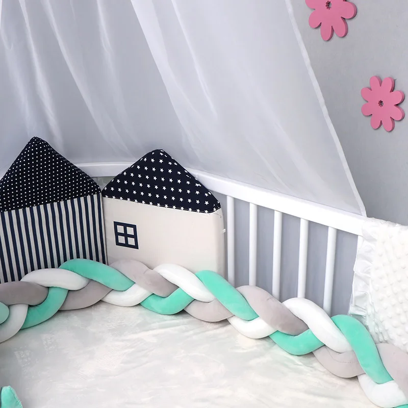 

100CM Newborn Pillow Crib Baby Bumper Bed Braid Knot Pillow Cushion Bumper for Infant Bebe Crib Protector Cot Bumper Room Decor