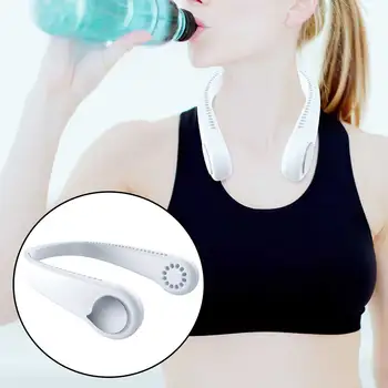 

Summer Hanging Neck Fan Leafless Outdoor Portable Mini Cooling Adjustable Speed Travel Hands Free Office Home USB Charging Lazy