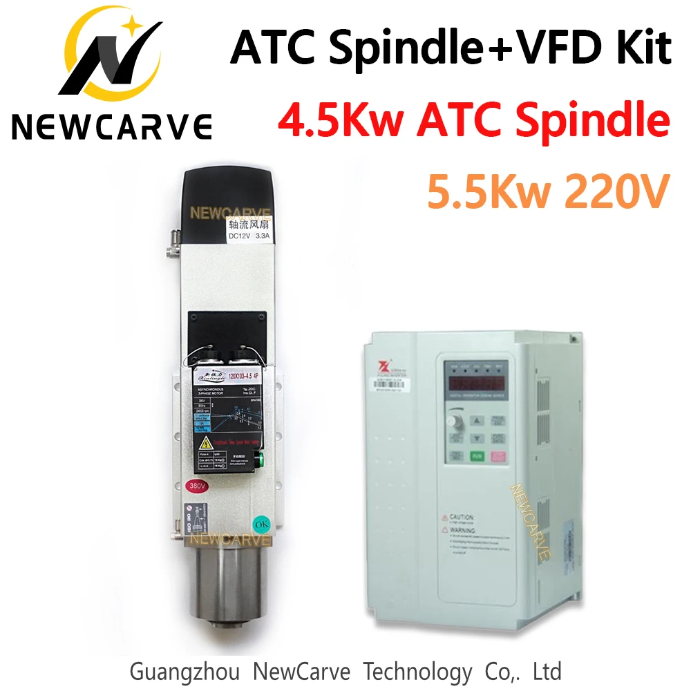 ATC шпиндель комплект 4.5KW с воздушным охлаждением ISO30 автоматический инструмент смены шпинделя МОТОР+ Фуллинг частотный инвертор VFD 220V 380V NEWCARVE