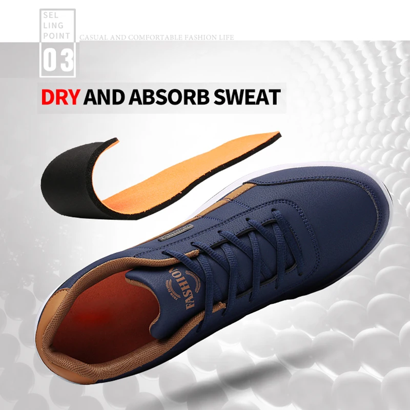 Men's Sports Casual Shoes Fashion PU Leather Shoes Outdoor Spring/Autumn Comfortable Flat Sneakers