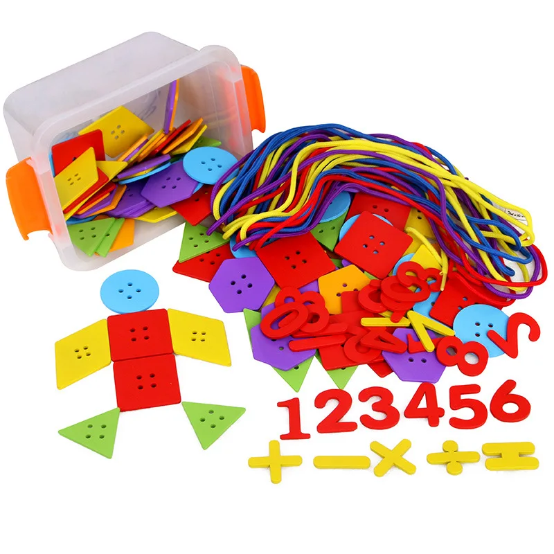 

2-3-6-Year-Old Early Education Geometry Button Threading String Tailor's Tack Buttons Toy CHILDREN'S Men And Women Baby ENLIGHTE