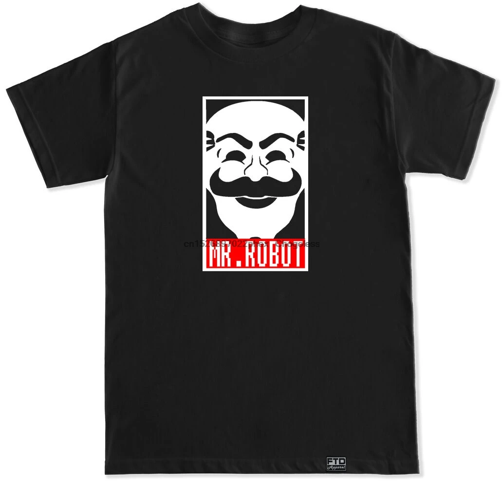 Мужская черная футболка с надписью Mr. Robot |