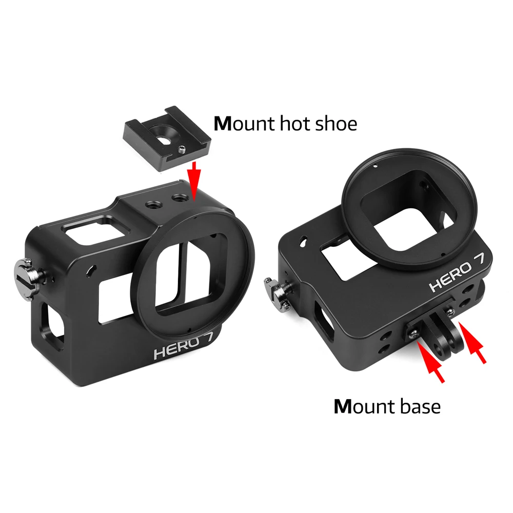 Защитный чехол SHOOT CNC из алюминиевого сплава черный для GoPro Hero 7 6 5 с 52 мм УФ
