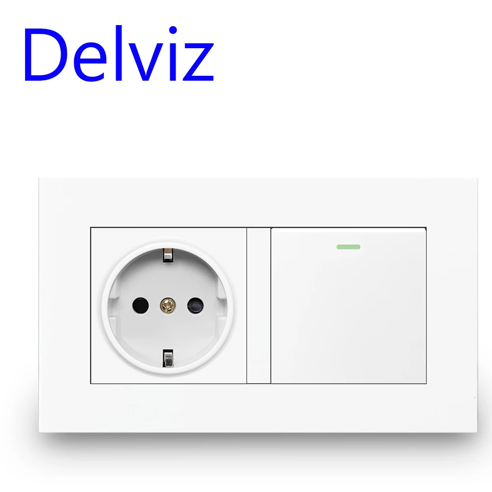 Delviz-ue Padrão Tomada de Parede Interruptor On-off Botão do Painel 16a Branco ac 110250v Tomada Gang 2way 1way