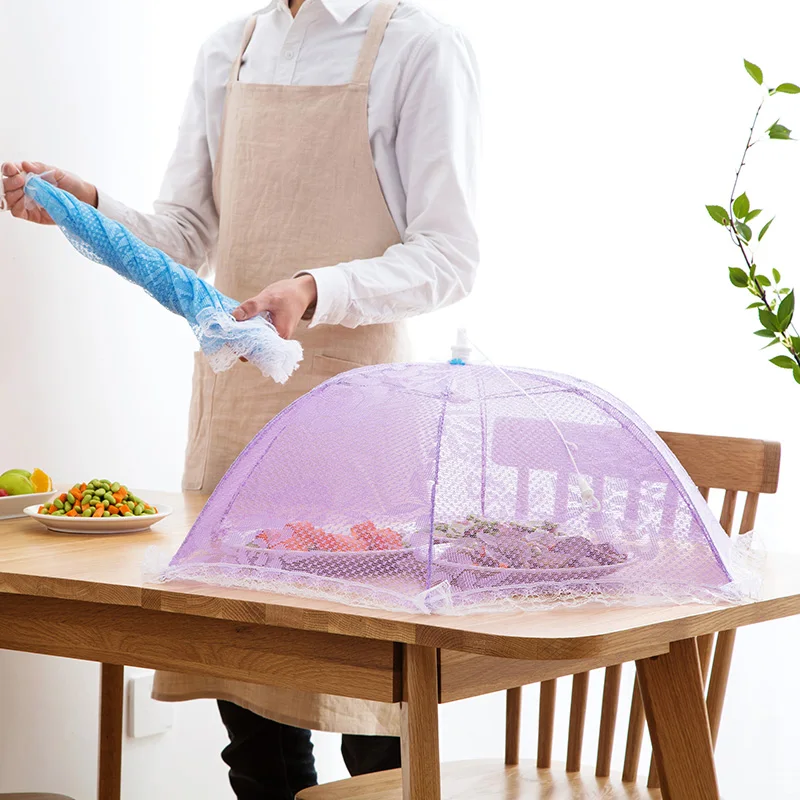 foldable anti fly mosquito meal food cover lace kitchen table mesh net tent 1pc 