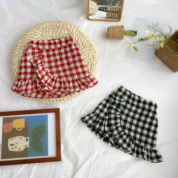 

New 2020 Spring Baby Girls Ruffles Plaid Skirts Korean Style Toddlers Kids Clothes Girl Skirt Cute Chic Children Princess Skirts