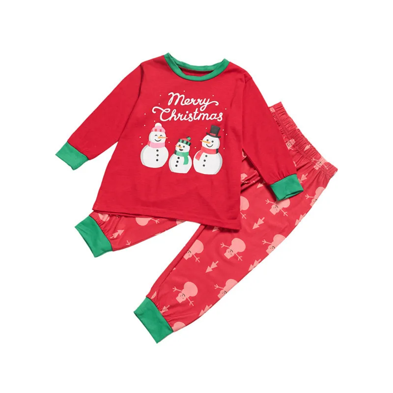 Новинка года; комплект одинаковых пижам для всей семьи; Рождественский красный костюм с принтом снеговика; одежда для сна; домашняя пижама