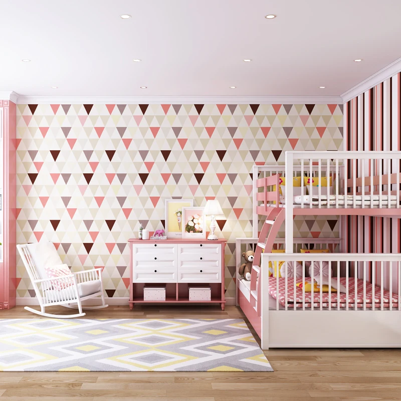 New Nordic Pink Triangle Geometric Wall Paper for Bedroom Blue Gray Wall Papers Living Room Home Decor