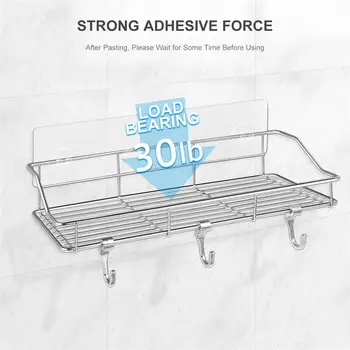 

HOMEMAXS 2PCS Bathroom Storage Shelf Wall Mounted Punch Free Rack Shower Organizer Storage Rack