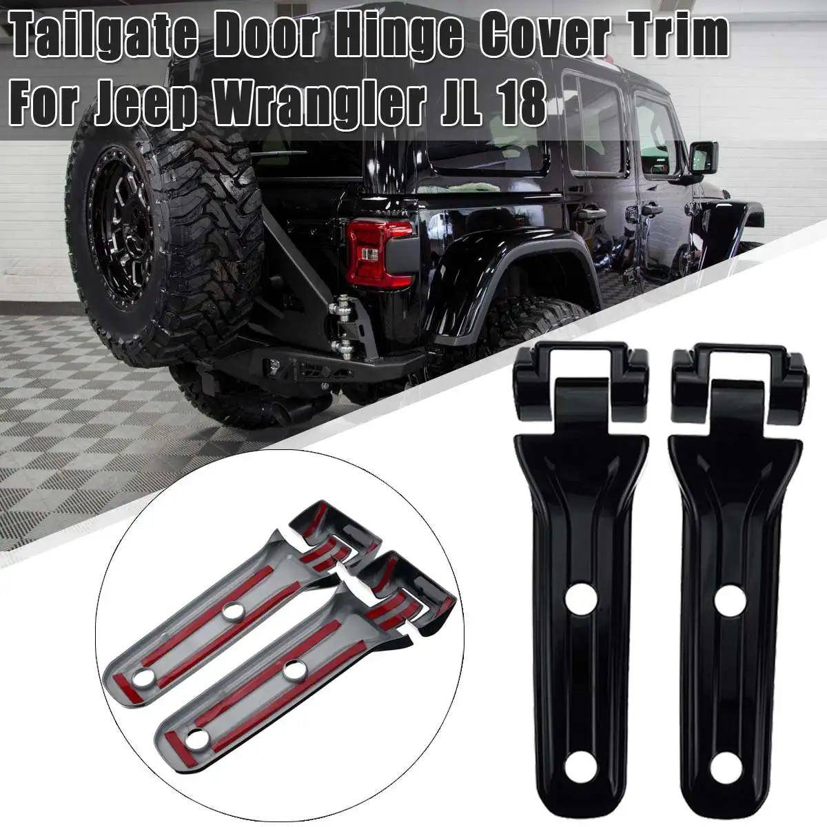 

Car Exterior Rear Spare Tire Tailgate Door Hinge Cover Trims Decoration Stickers For Jeep for Wrangler JL 2018 2019