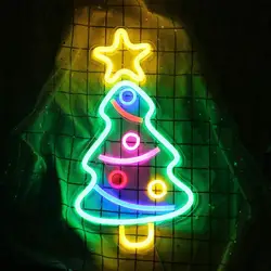 LED Neon Sign Light Christmas Tree Wall Light Hanging Led Neon Light Wall Light For Home Party Room Decor Bar Decoration