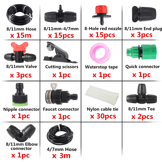 Drip Irrigation System Adjustable Drippers Automatic Watering Kit 5/10/15/20m Optional Garden Yard Balcony Watering Supplies