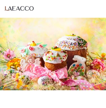 

Spring Backgrounds For Photography Happy Easter Day Eggs Dreamy Wonderland Dessert Cake Rabbit Newborn Photo Backdrop Photocall