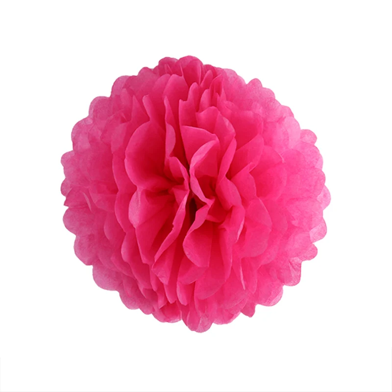 rose red 5 шт 20 см помпоны из оберточной бумаги цветок свадебное украшение гирлянды DIY букет из бумажных цветов Baby Shower День рождения украшения - Цвет: rose red