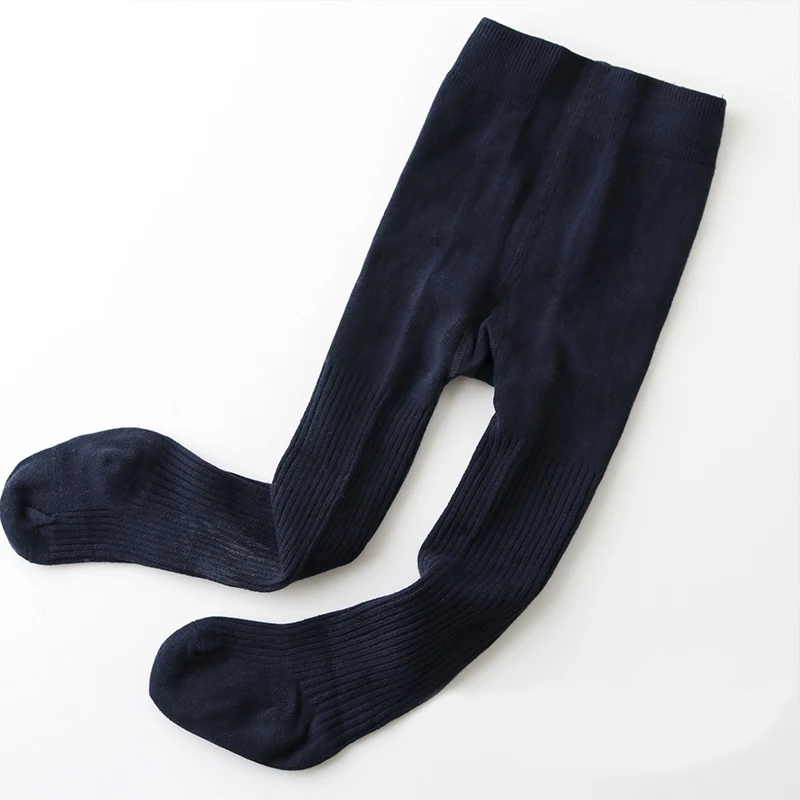 Navy Blue Новые теплые хлопковые колготки для малышей милые детские чулки для принцесс с большим бантом, осенне-зимние мягкие колготки для детей от 0 до 8 лет, однотонные колготки - Цвет: Navy Blue