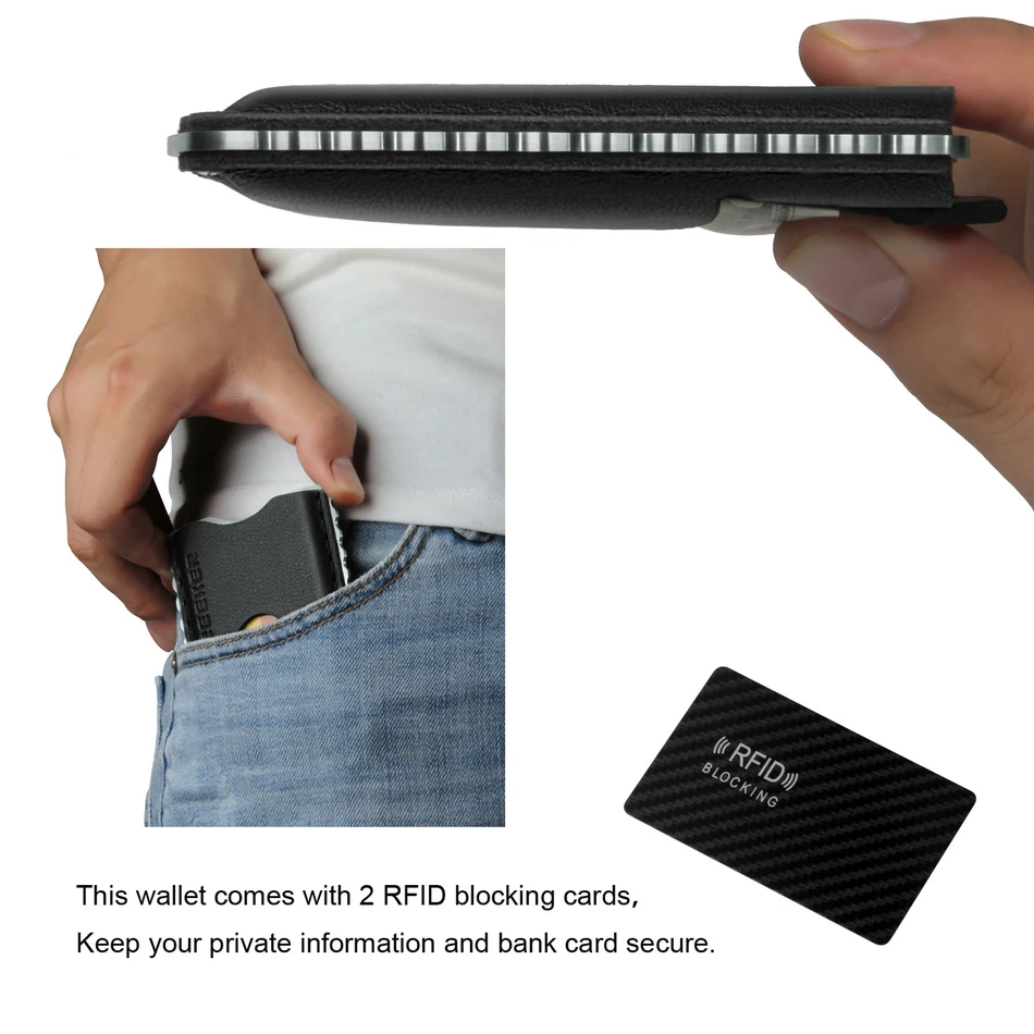 ZEEKER бумажник передний карман кошелек RFID Блокировка держатель кредитной карты минималистичный кошелек с кожей для мужчин